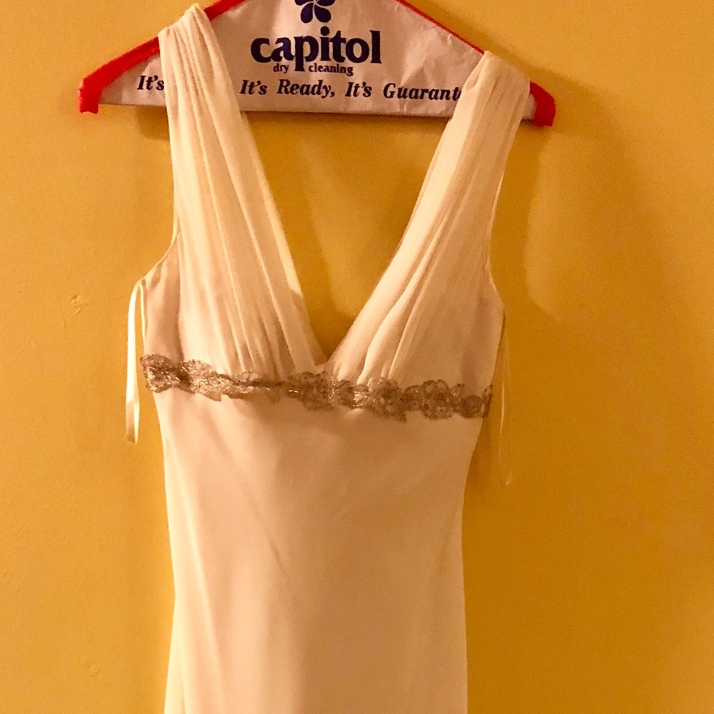 Full length cream dress